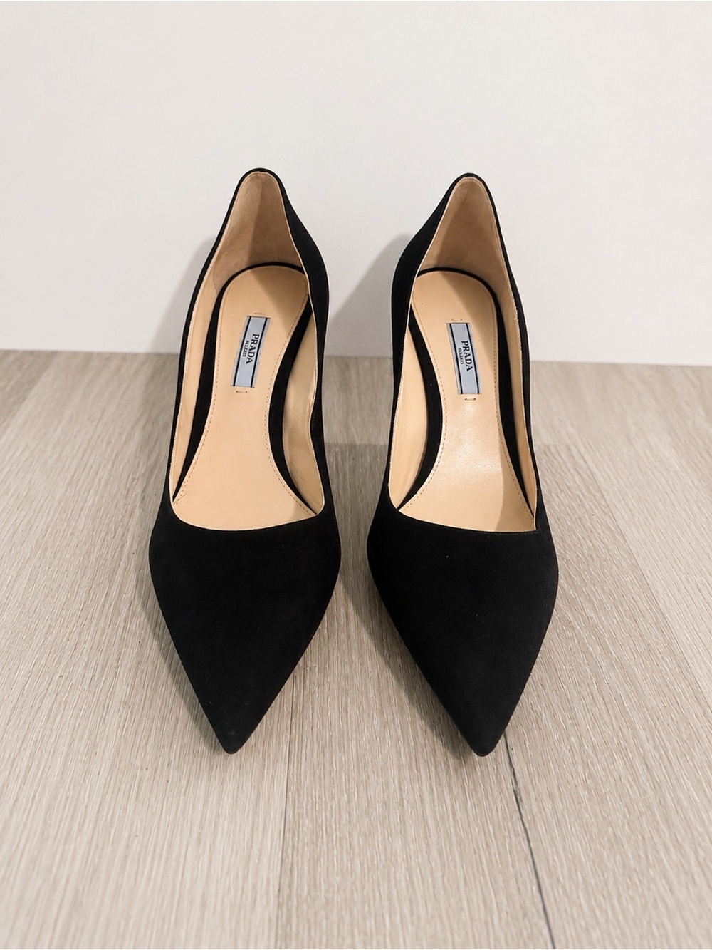 Prada Black Pointed Suede Pumps
